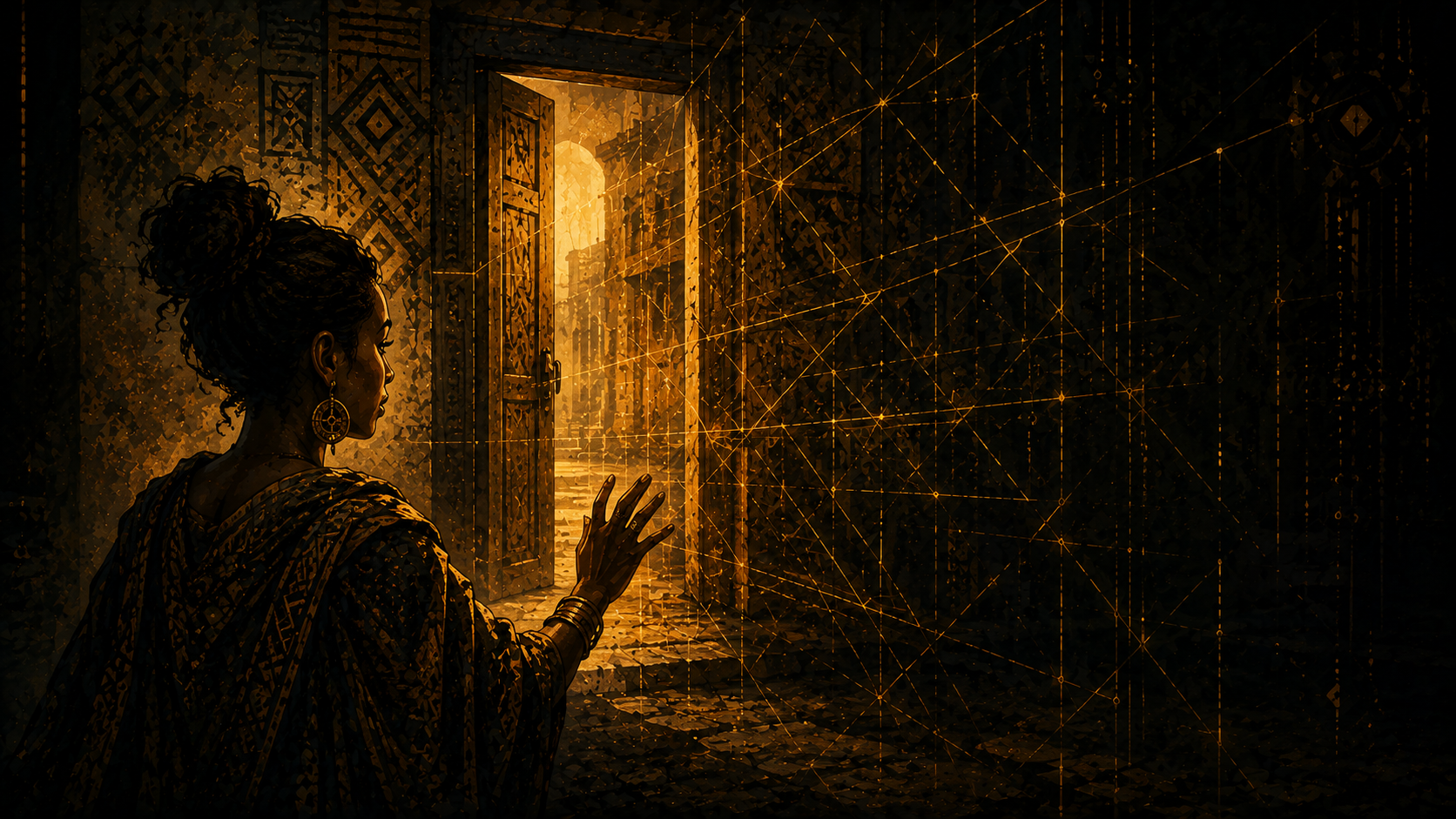 An open doorway with an unseen barrier before it